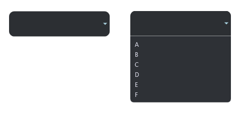 Closed and opened state of the ComboBox with different corner radii.