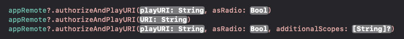 appRemote.authorizeAndPlayURI(..