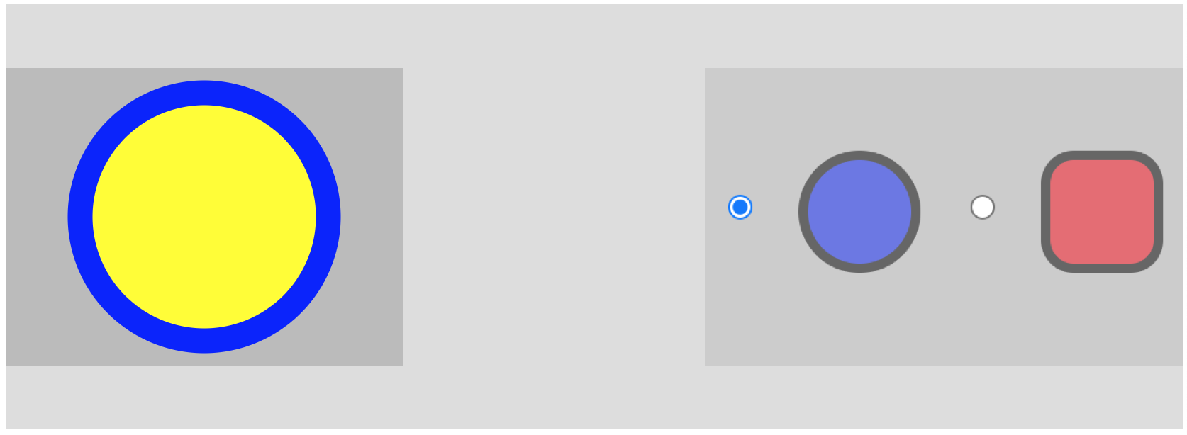 radio buttons are centered and scaled in div, itself vertically centered in the header