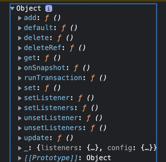 result of 'console.log(firestore)'