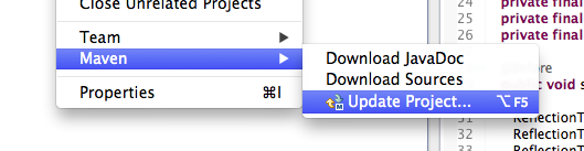 maven update project