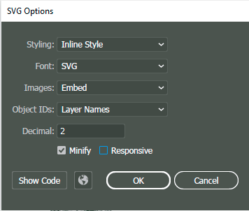 Adobe Illustrator export options