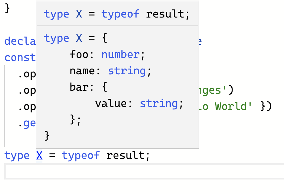 hovering over a typeof result