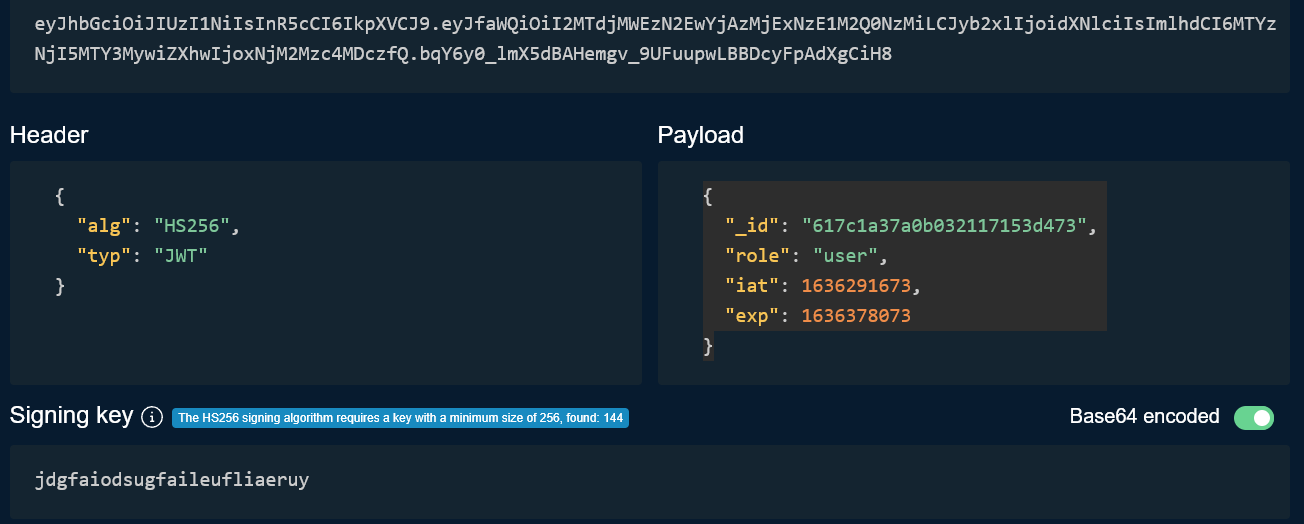 screenshot of the jwt decoder