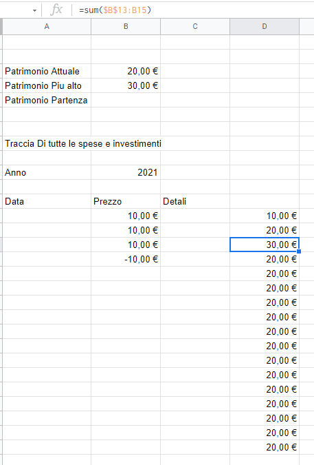 Helping data in the column D