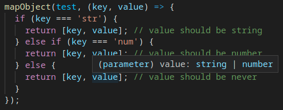 mapObject type narrowing issue