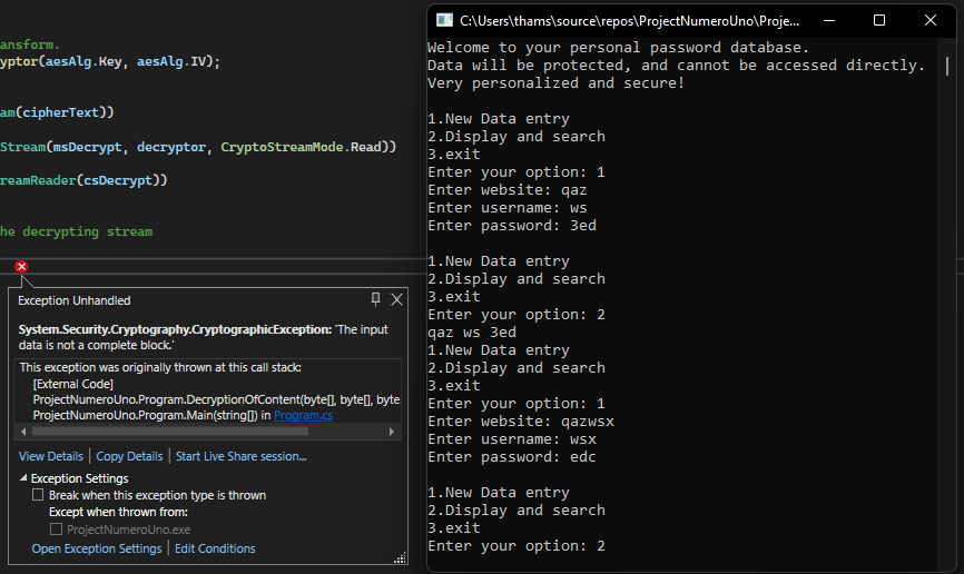 error and IO of application