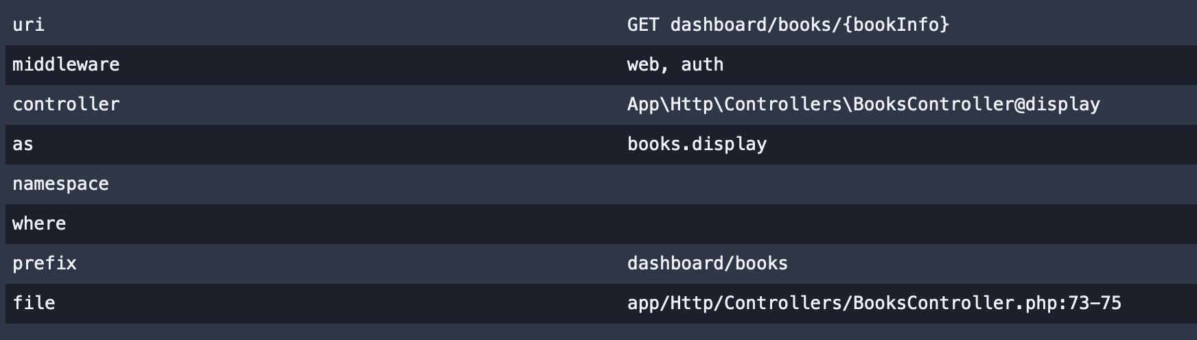 Route debug output