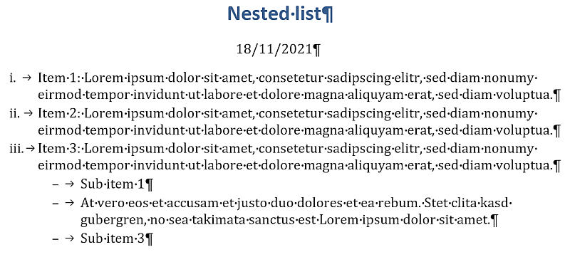 Nested list