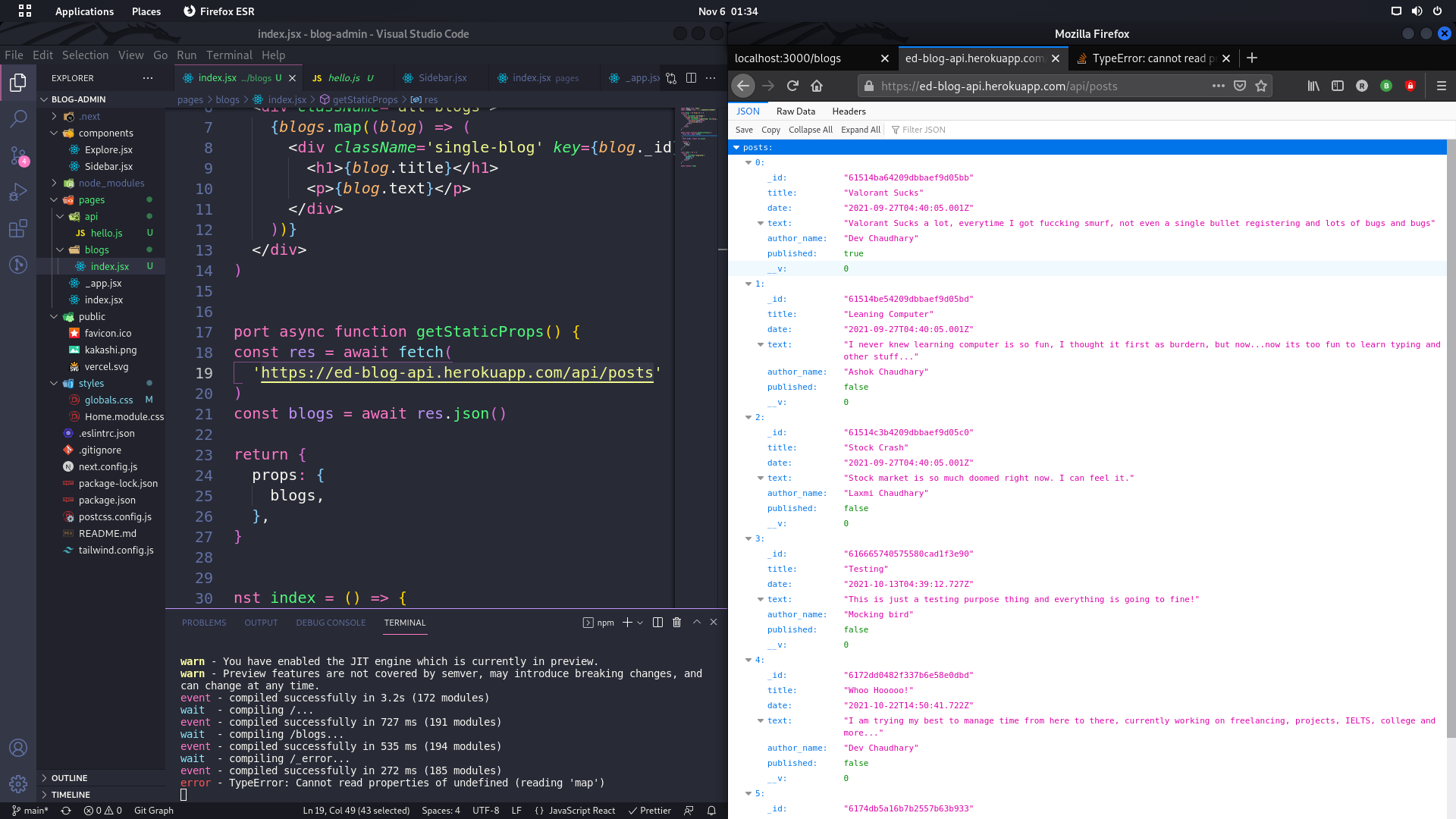 API fetch result on right][1]