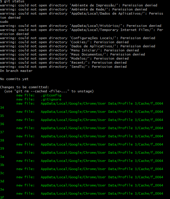 git status of the files