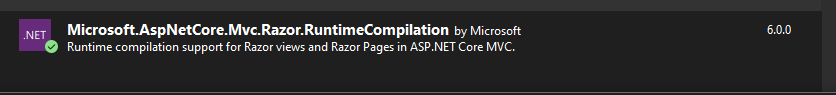 Microsoft.AspNetCore.Mvc>Razor.RuntimeCompilation