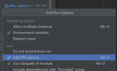 IntelliJ Modify Options