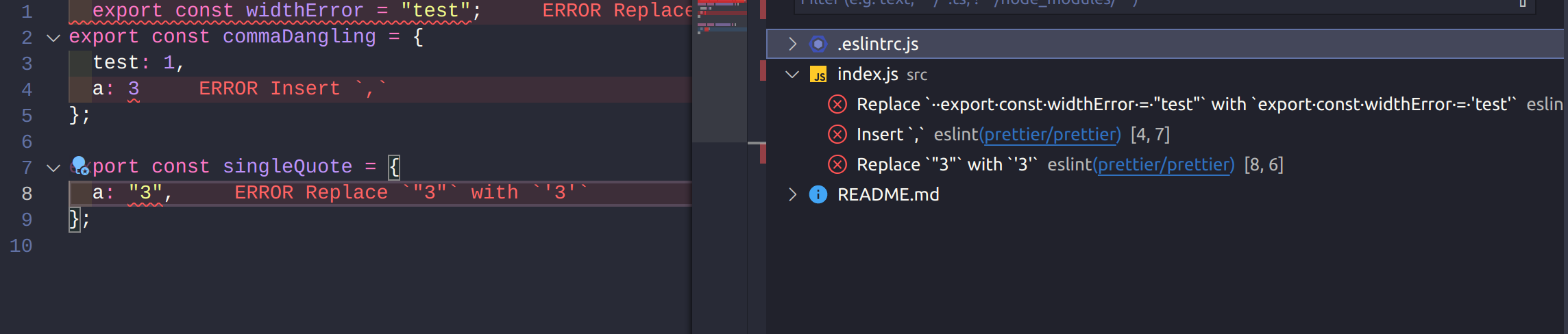 VSCode problem tab