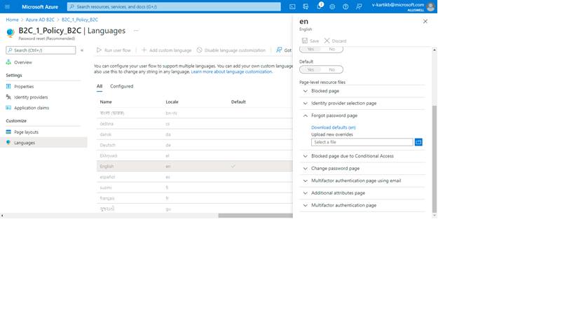 Azure AD B2C Language customization