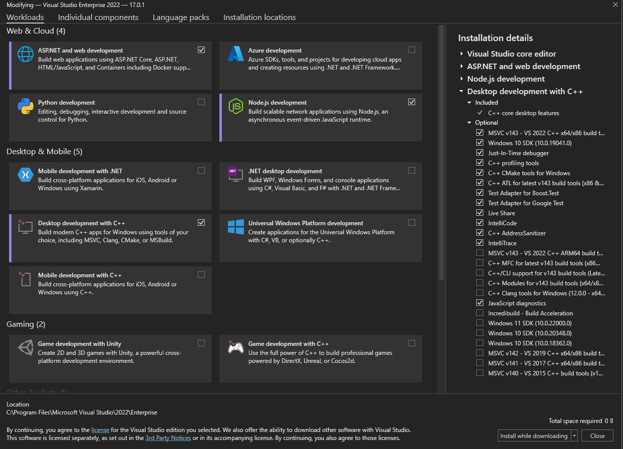 Visual Studio 2022 Installer Screen Shot