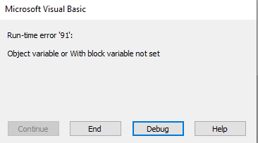 Run time error 91