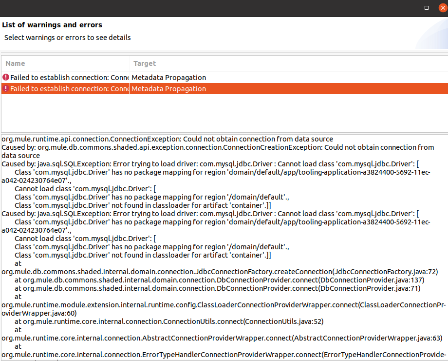 MuleSoft Anypoint 7 - Mysql Connector fails