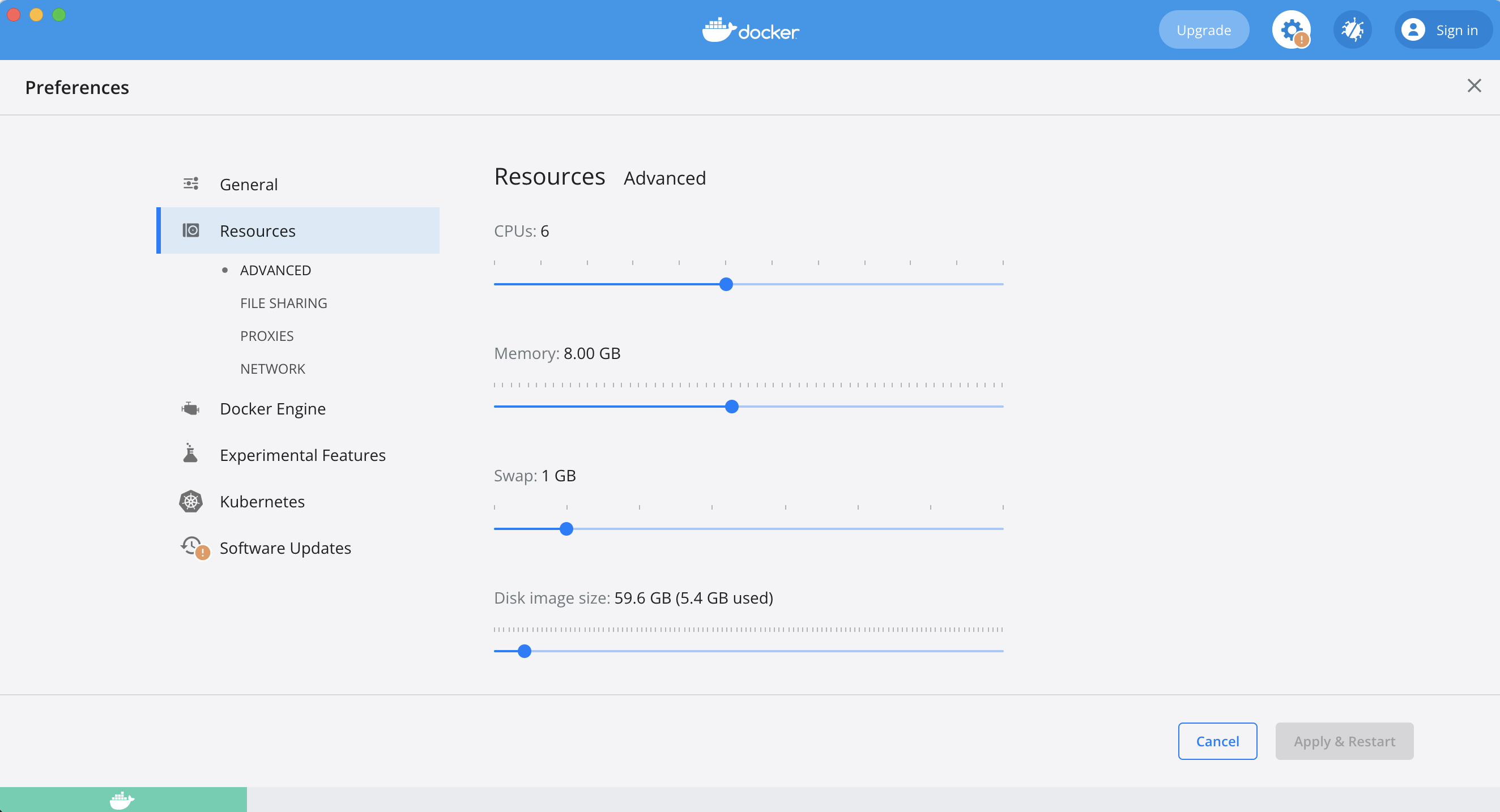 docker-desktop resources allocation