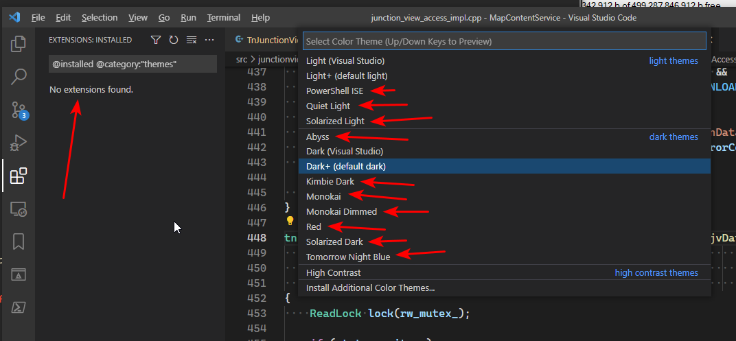 VS Code theme listing