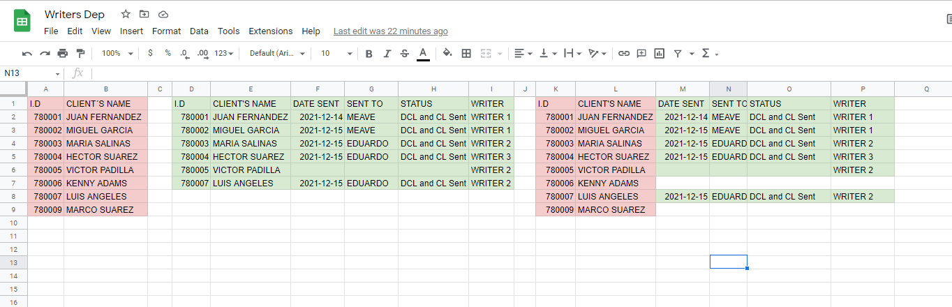 Spreadsheet Screenshot