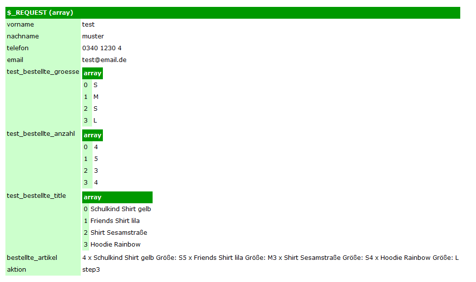 I have my 3 arrays which I put into these variables: