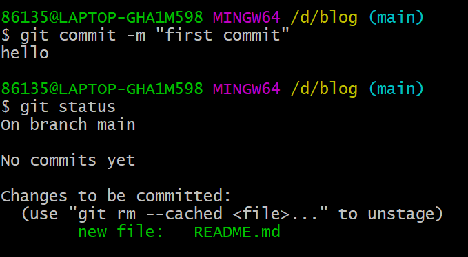 git commit message