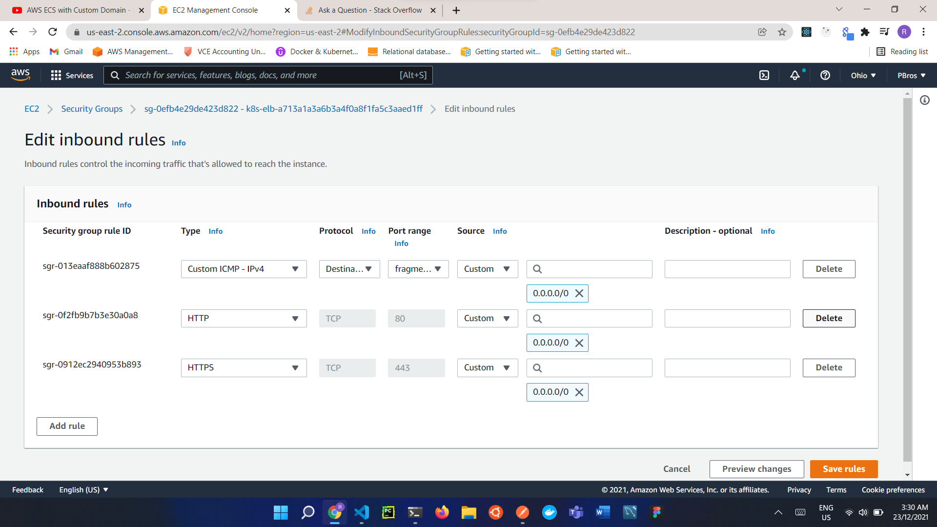 image of editing the security group for load-balancer