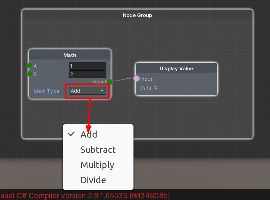 User selected binary operation