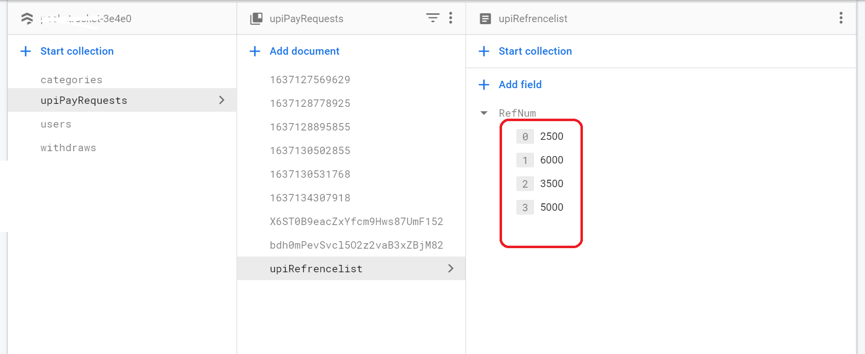 Desired firestore database