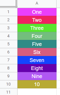 Sheet2: range A1:A10