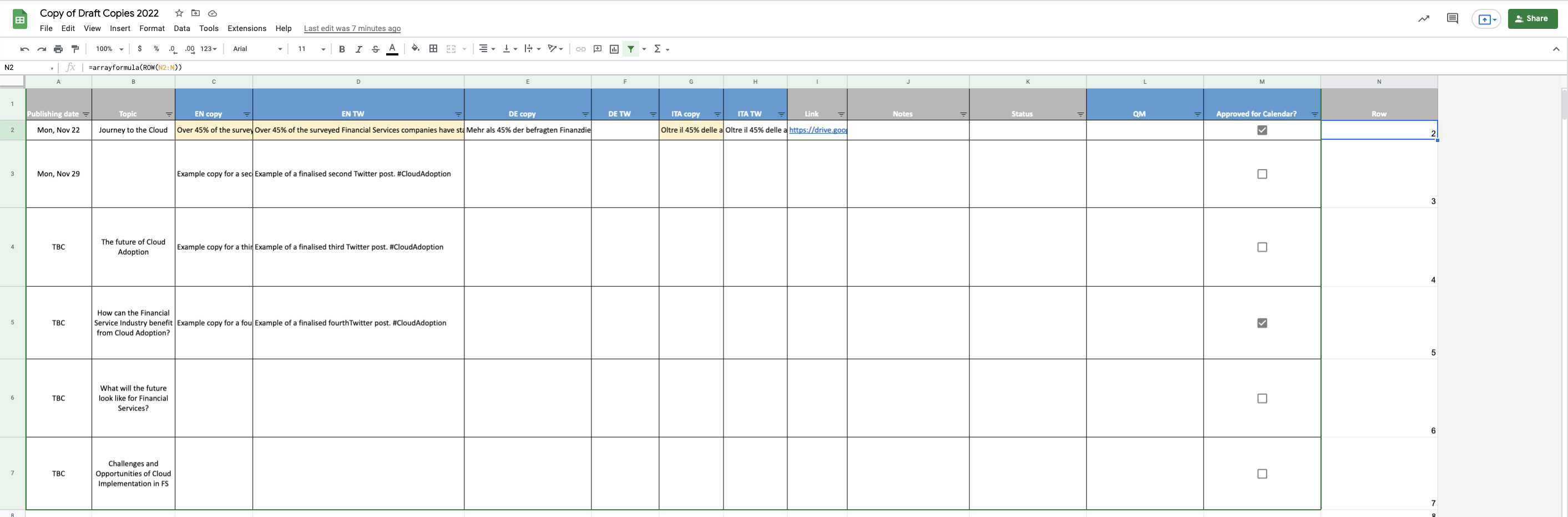 Draft Copies Sheet - Internal Facing