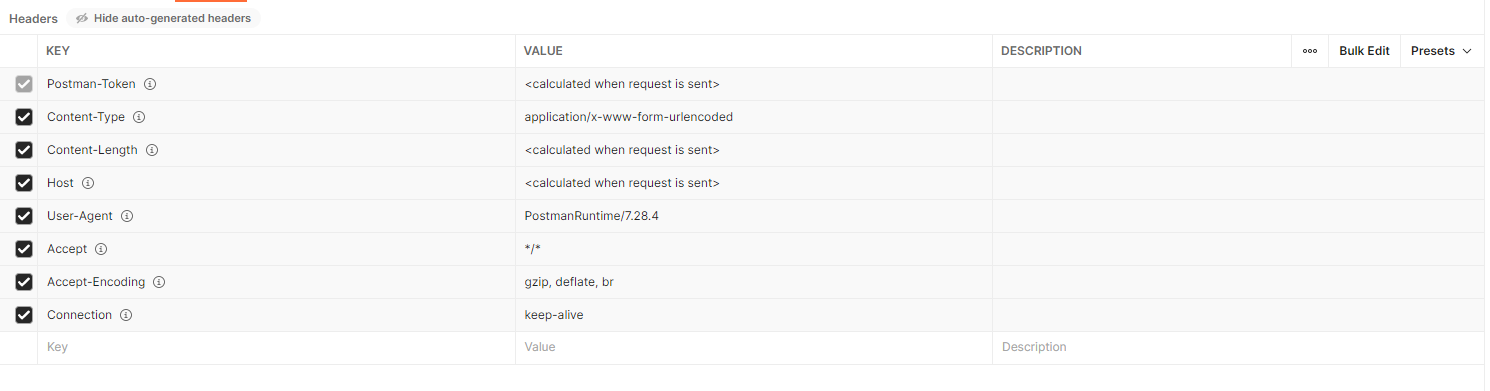 POSTMAN headers