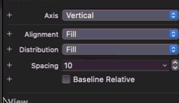 Vertical stack settings