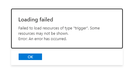 Loading of type trigger has failed