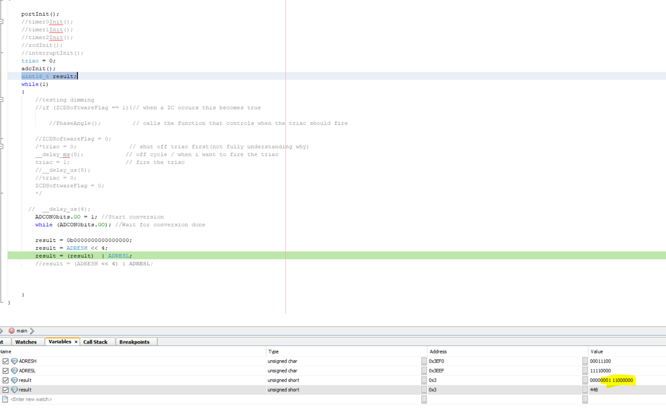 image of output during simulation