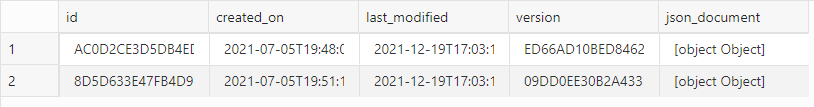 JSON collection Table