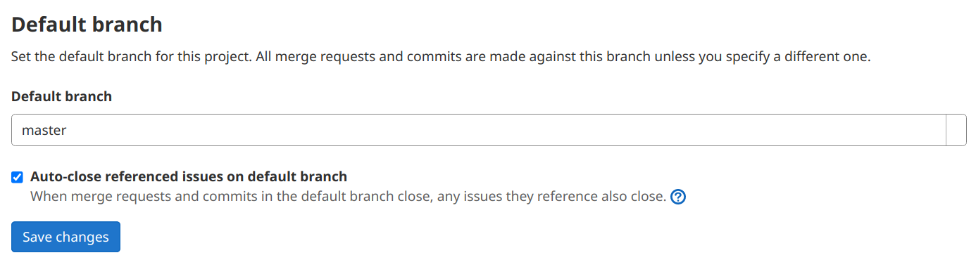 Repository settings panel