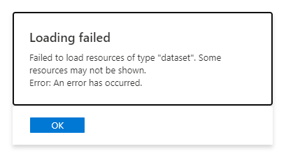 Loading of type dataset has failed