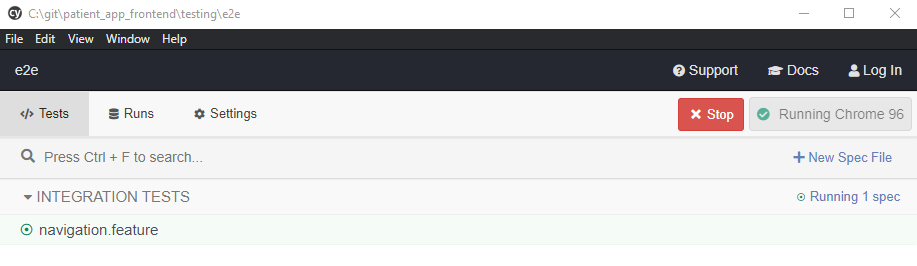 cypress with custom feature file