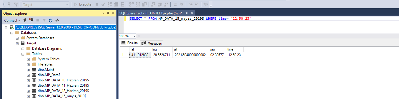 the query wokrs in ssms