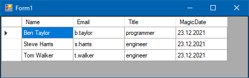 DataGridView with only rows having the selected date