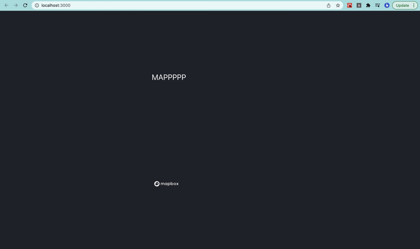 The map should be appearing here, as you can see the mapbox logo pops up, but the mapp does not