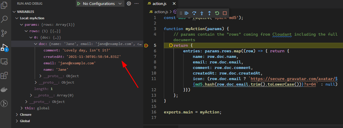 vs code debugging break point with express