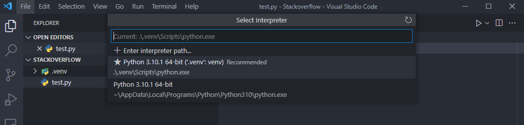 Select Interpreter