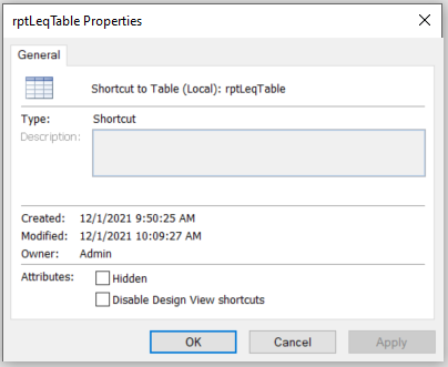 Table properties