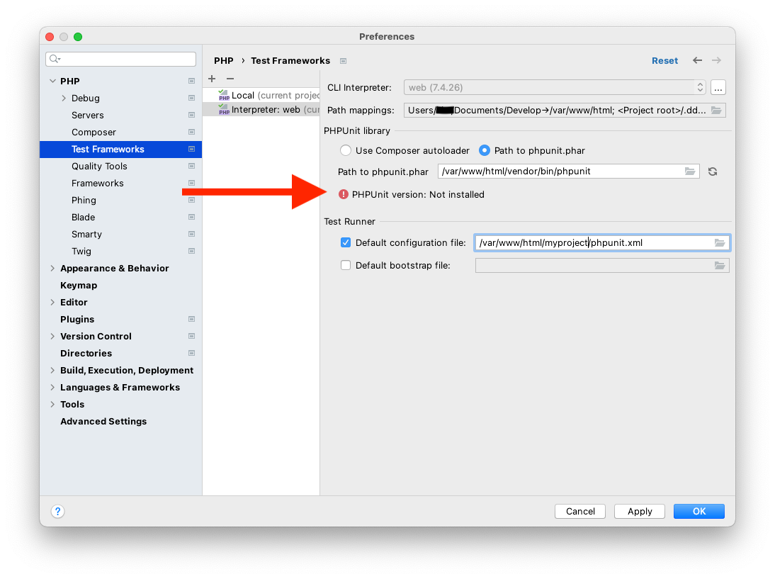 PhpStorm does not find PHPUnit