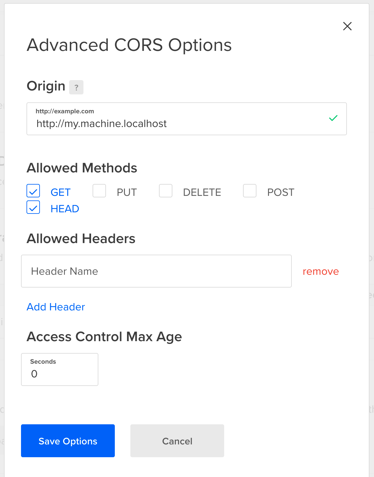 digitalocean spaces CORS settings