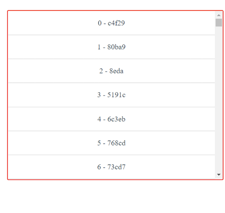 virtual scroll component output