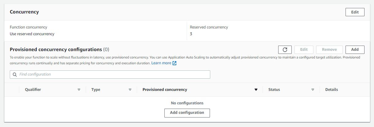 Lambda configuration for concurrency